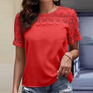 Elegant Red Lace Women's Top
